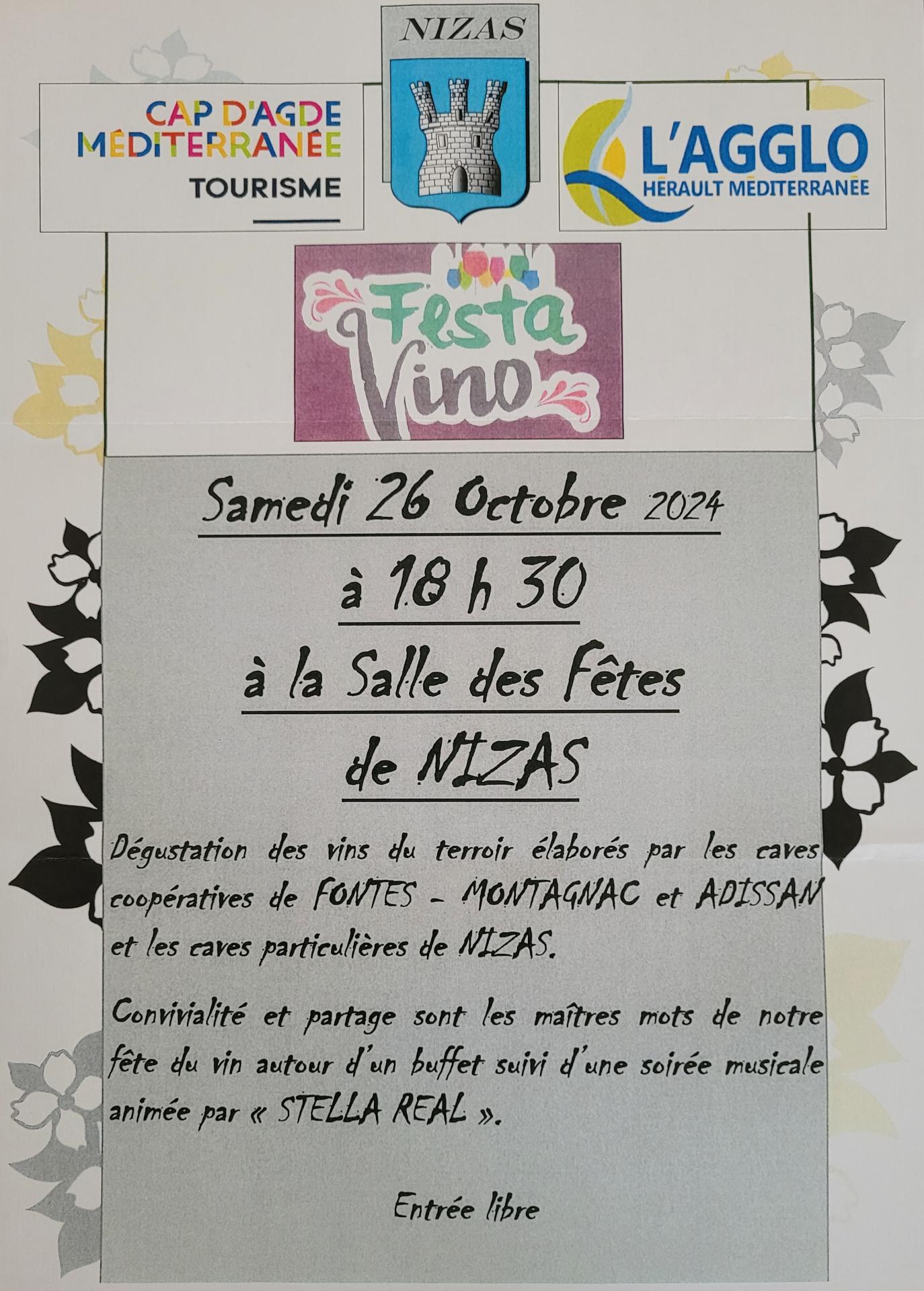 FESTA VINO du 26 octobre à Nizas